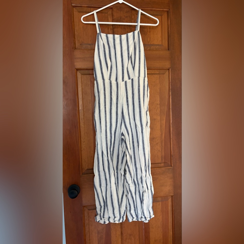 Old Navy Striped Jumpsuit in White and Blue